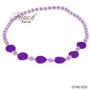 Collier fantaisie mauve-blanc